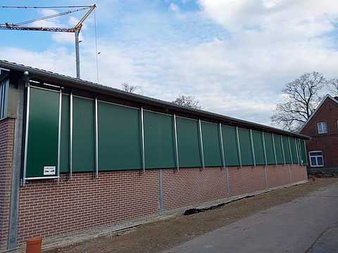Detailansicht auf einem Jungviehstall mit individueller Spannvariante