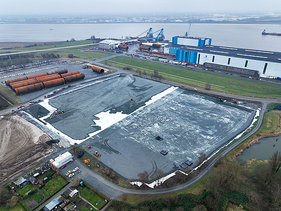 Geogitterbewehrte Zuwegungen & Kranstellflächen im Windparkbau Übersichtsbild von geogitterbewehrten Zuwegungen und Kranstellflächen im Windparkbau