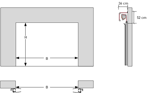 Maße des Tectura Stabitor - Technische Zeichnung mit Abmessungen